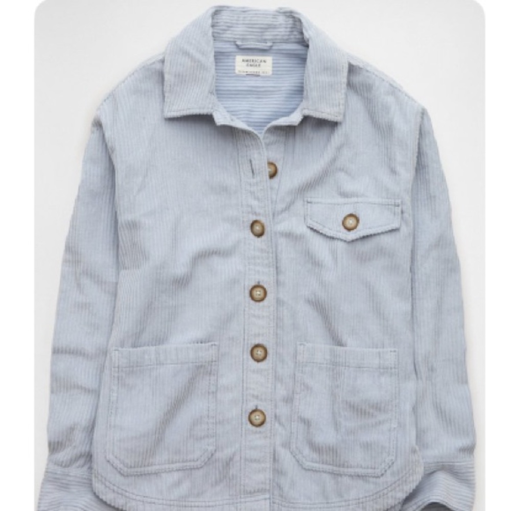 American Eagle Outfitters Light Blue Corduroy Shacket